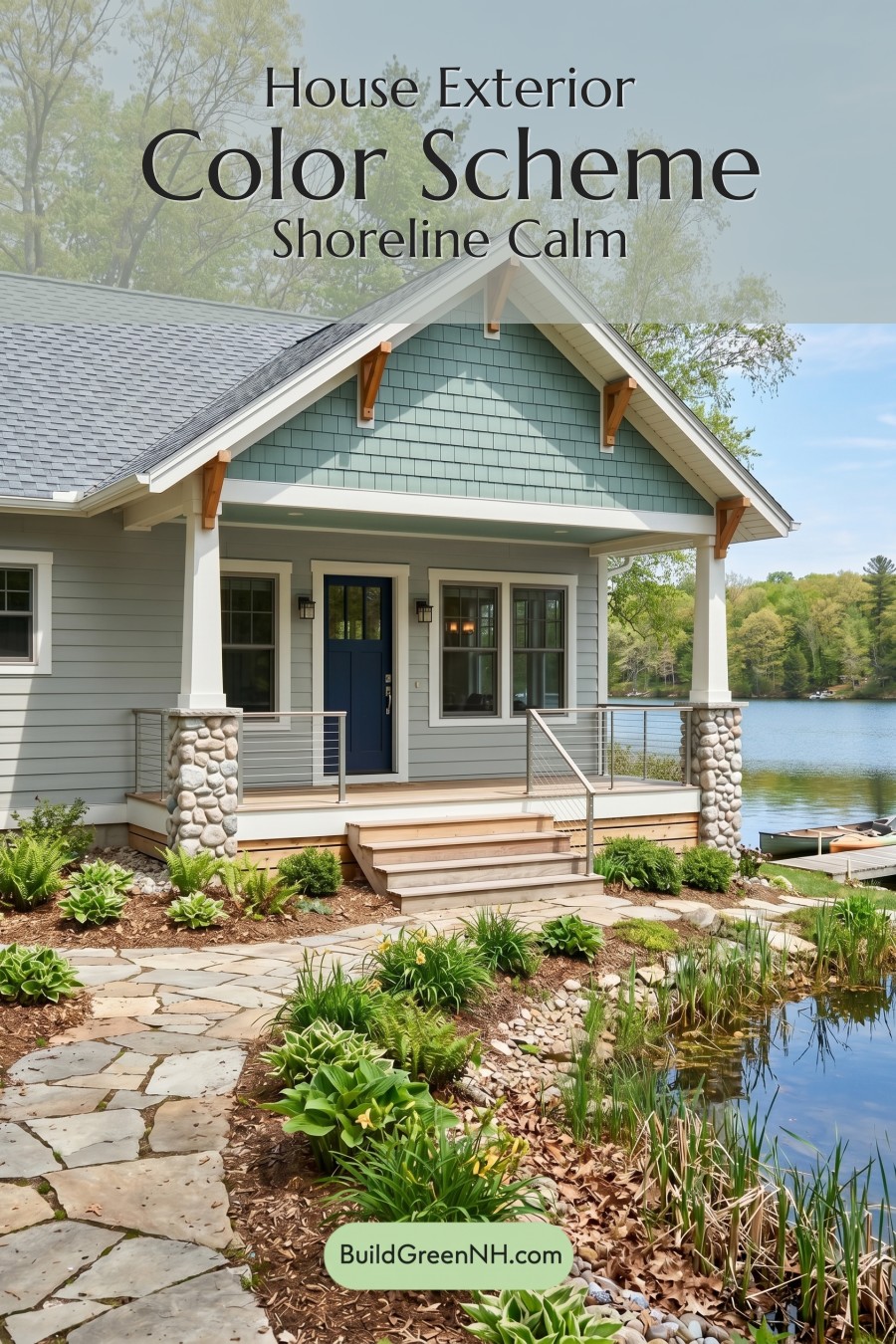 Single Story, 0 Beds, 0 Baths, 0 sq. ft., Sage Green Based Craftsman House Exterior Color Scheme: Shoreline Calm