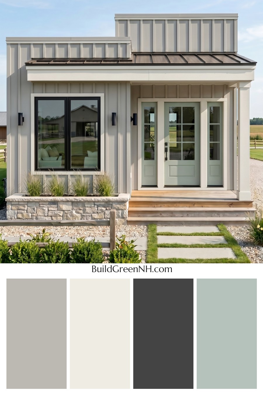 Small Modern Light Grey Exterior Color Scheme: Ash Grey Sage