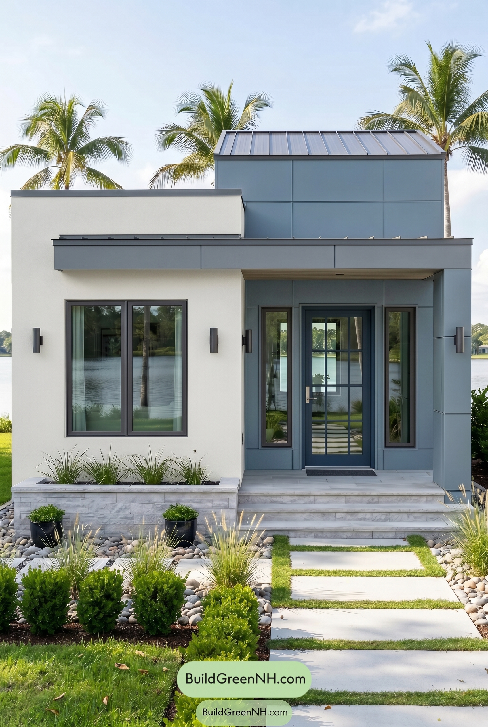 Small Modern Light Grey Exterior Color Scheme: Cool Grey Stillness