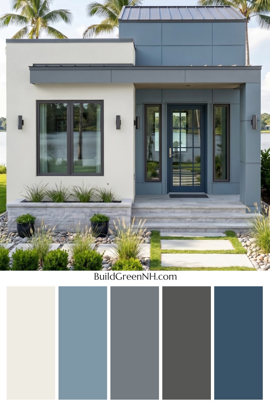 Small Modern Light Grey Exterior Color Scheme: Cool Grey Stillness