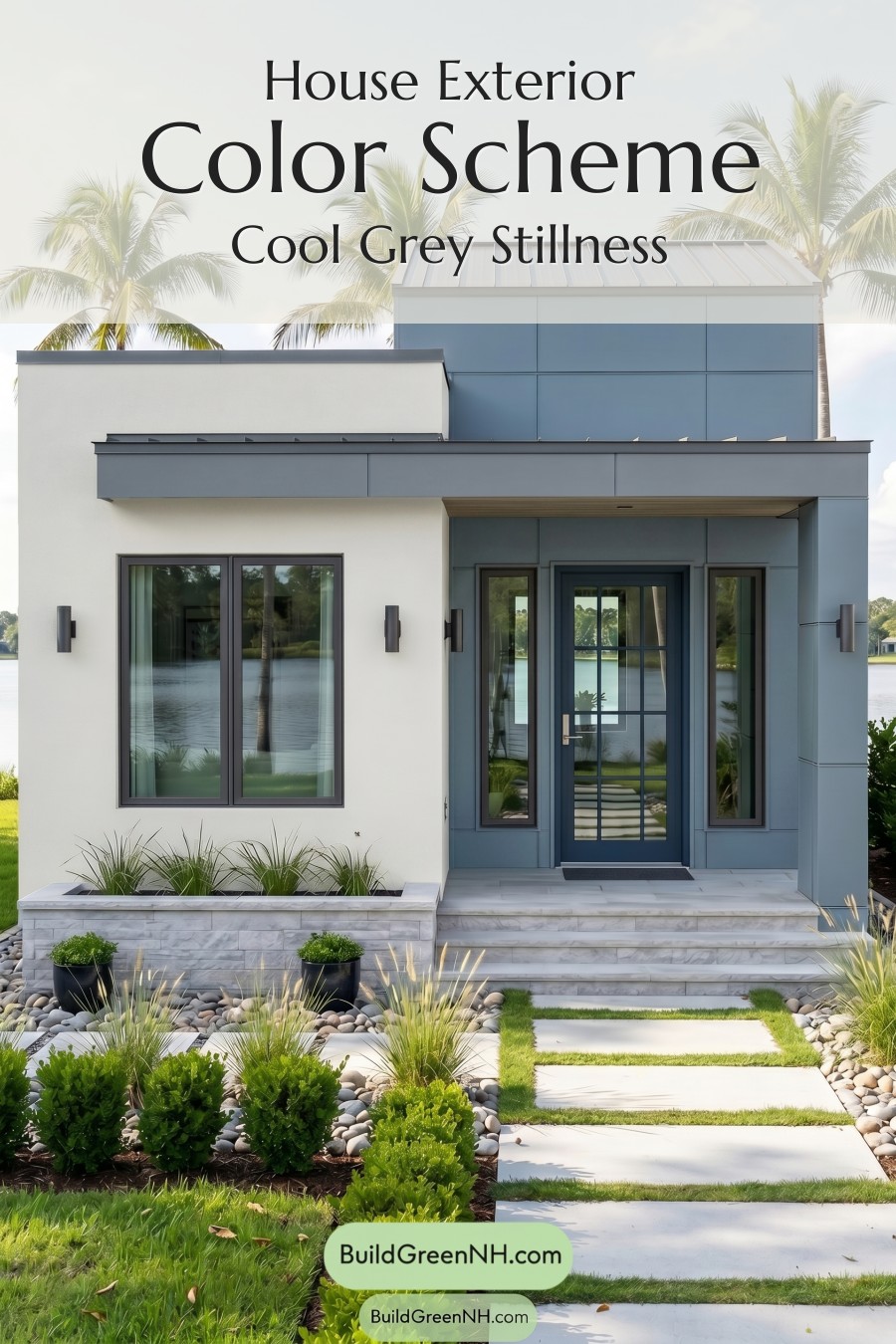 Small Modern Light Grey Exterior Color Scheme: Cool Grey Stillness