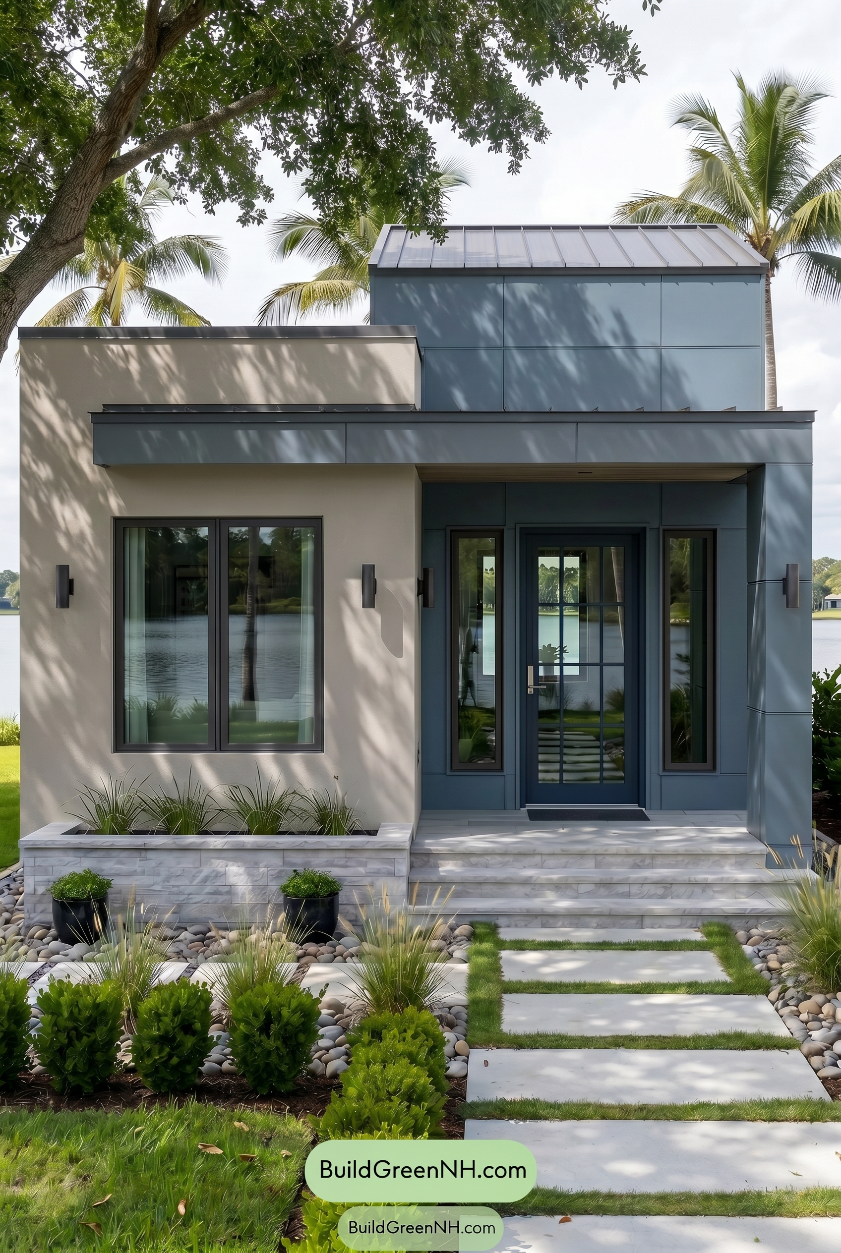 Small Modern Light Grey Exterior Color Scheme: Cool Grey Stillness - Shade