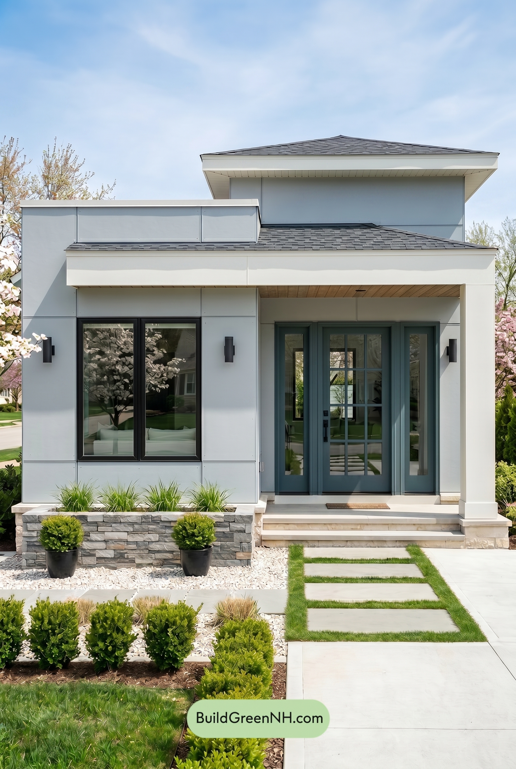 Small Modern Light Grey Exterior Color Scheme: Dove Grey Teal