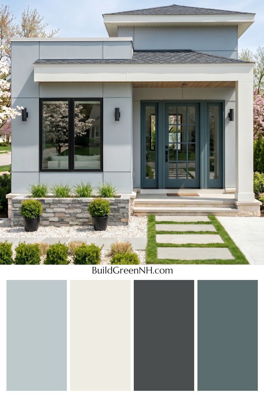 Small Modern Light Grey Exterior Color Scheme: Dove Grey Teal