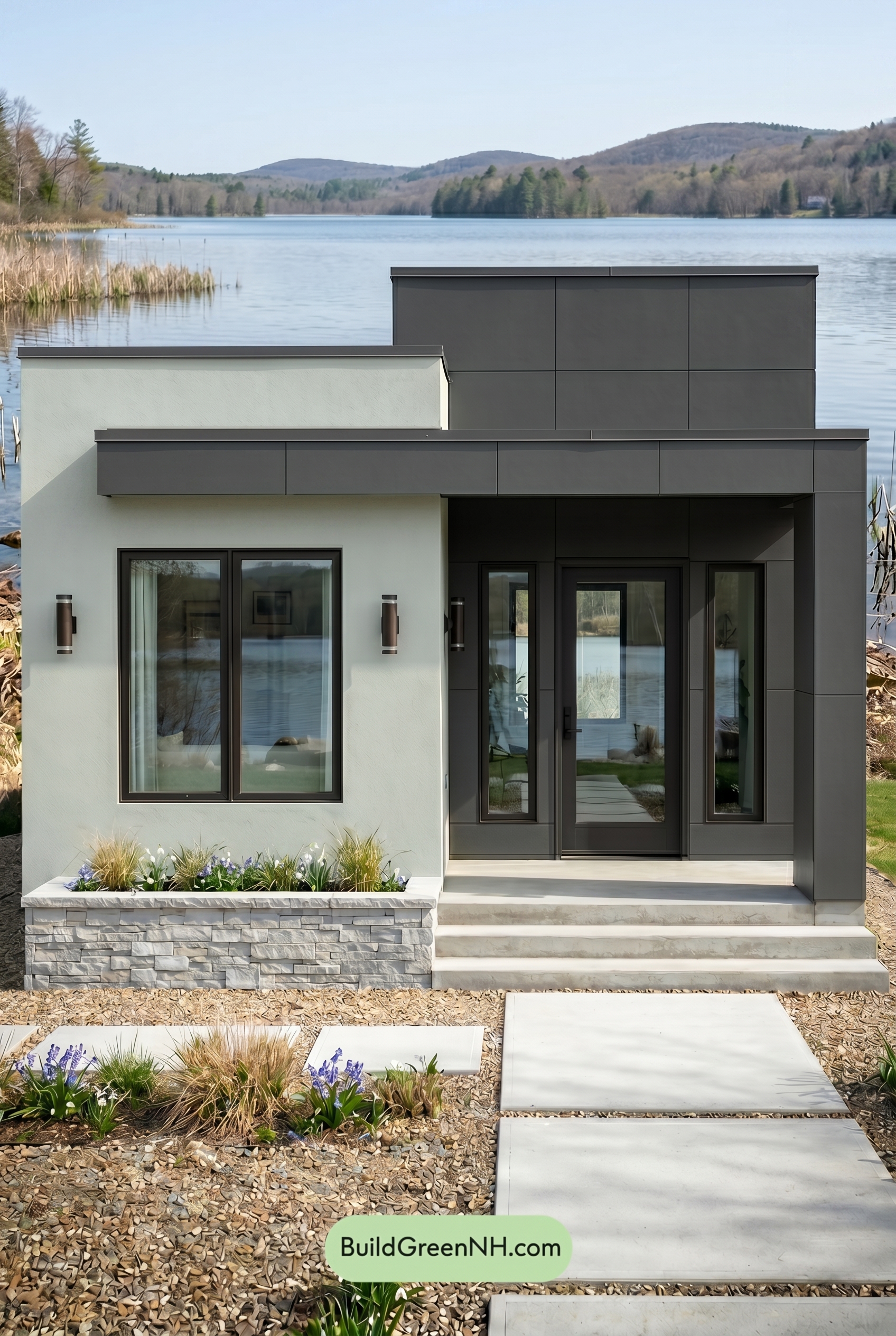 Small Modern Light Grey Exterior Color Scheme: Misty Stone Balance