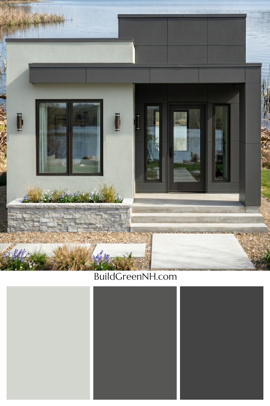 Small Modern Light Grey Exterior Color Scheme: Misty Stone Balance