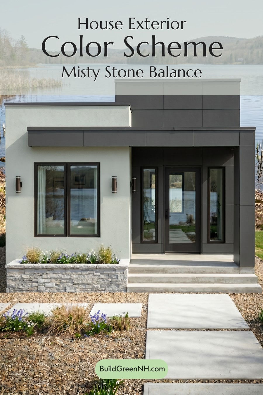Small Modern Light Grey Exterior Color Scheme: Misty Stone Balance