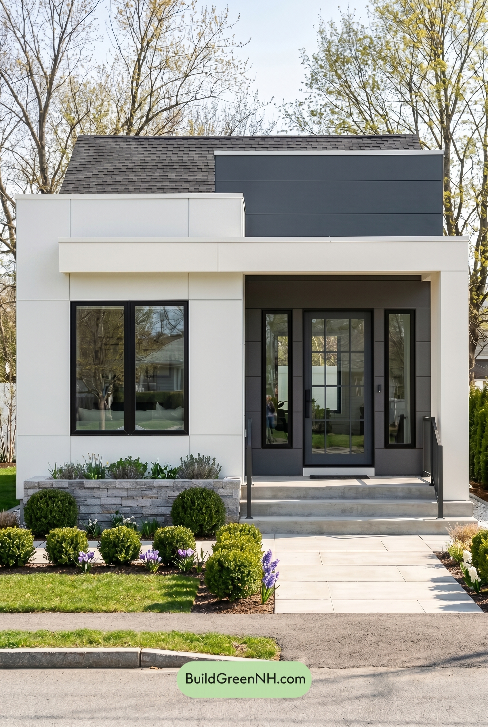 Small Modern Light Grey Exterior Color Scheme: Quiet Pale Contrast