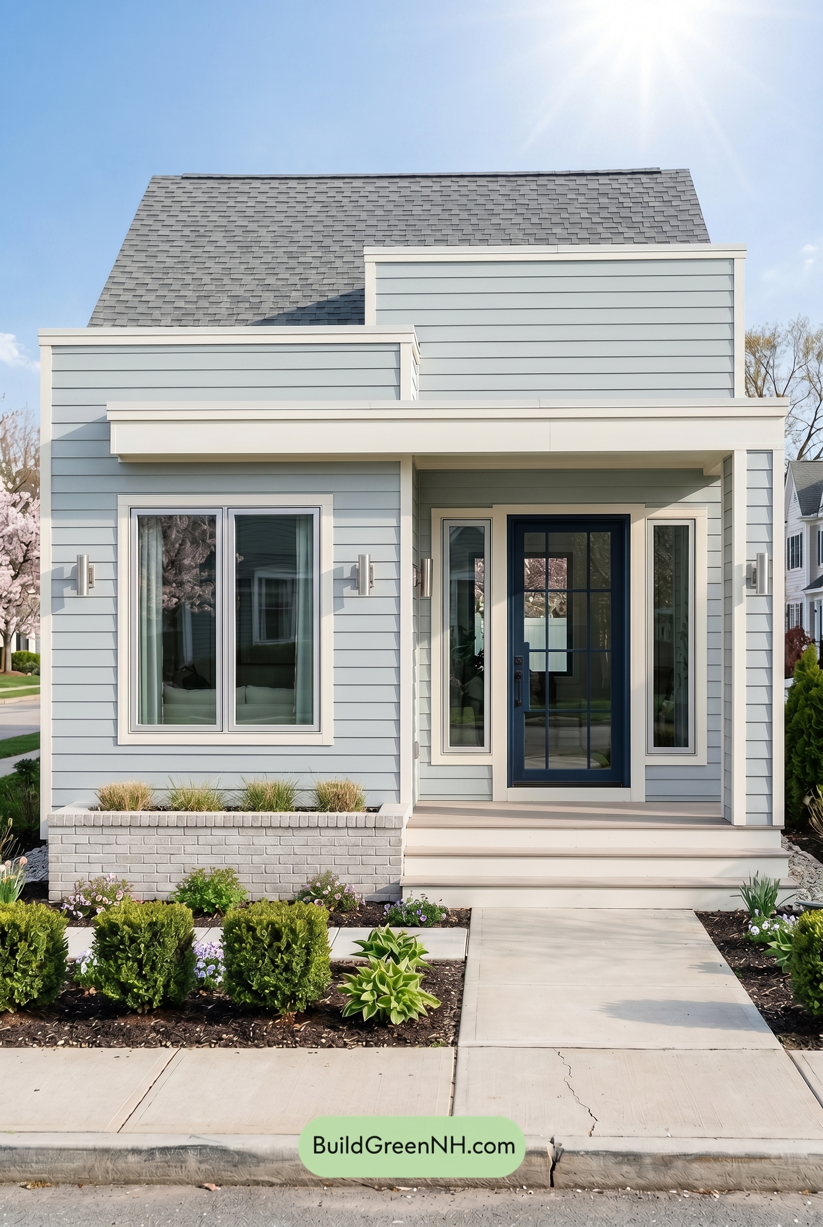 Small Modern Light Grey Exterior Color Scheme: Silver Grey Navy