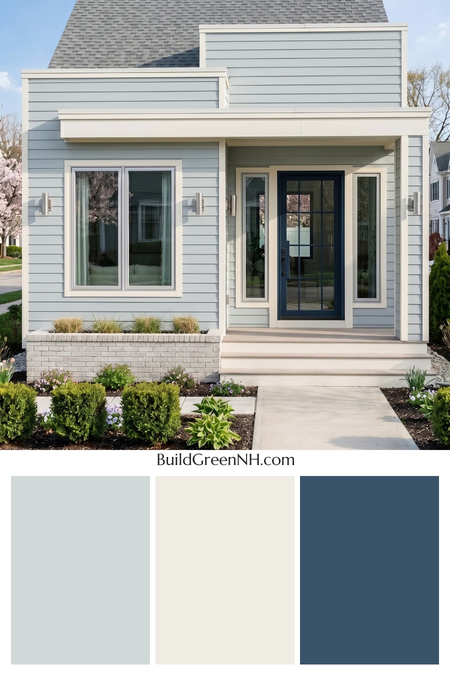 Small Modern Light Grey Exterior Color Scheme: Silver Grey Navy