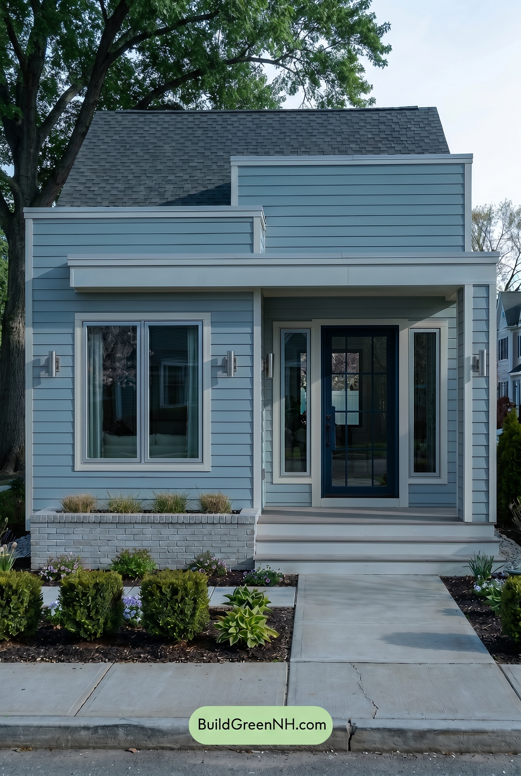 Small Modern Light Grey Exterior Color Scheme: Silver Grey Navy - Shade