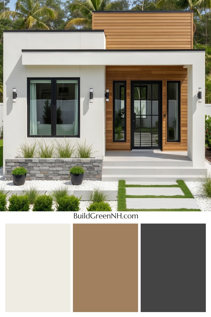Small Modern Light Grey Exterior Color Scheme: Snug Small Light Grey House