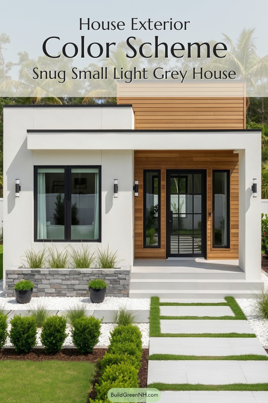Small Modern Light Grey Exterior Color Scheme: Snug Small Light Grey House