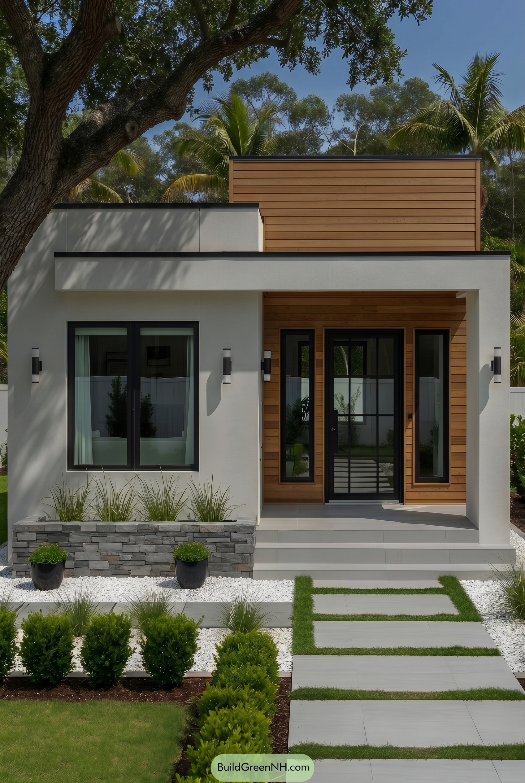 Small Modern Light Grey Exterior Color Scheme: Snug Small Light Grey House - Shade