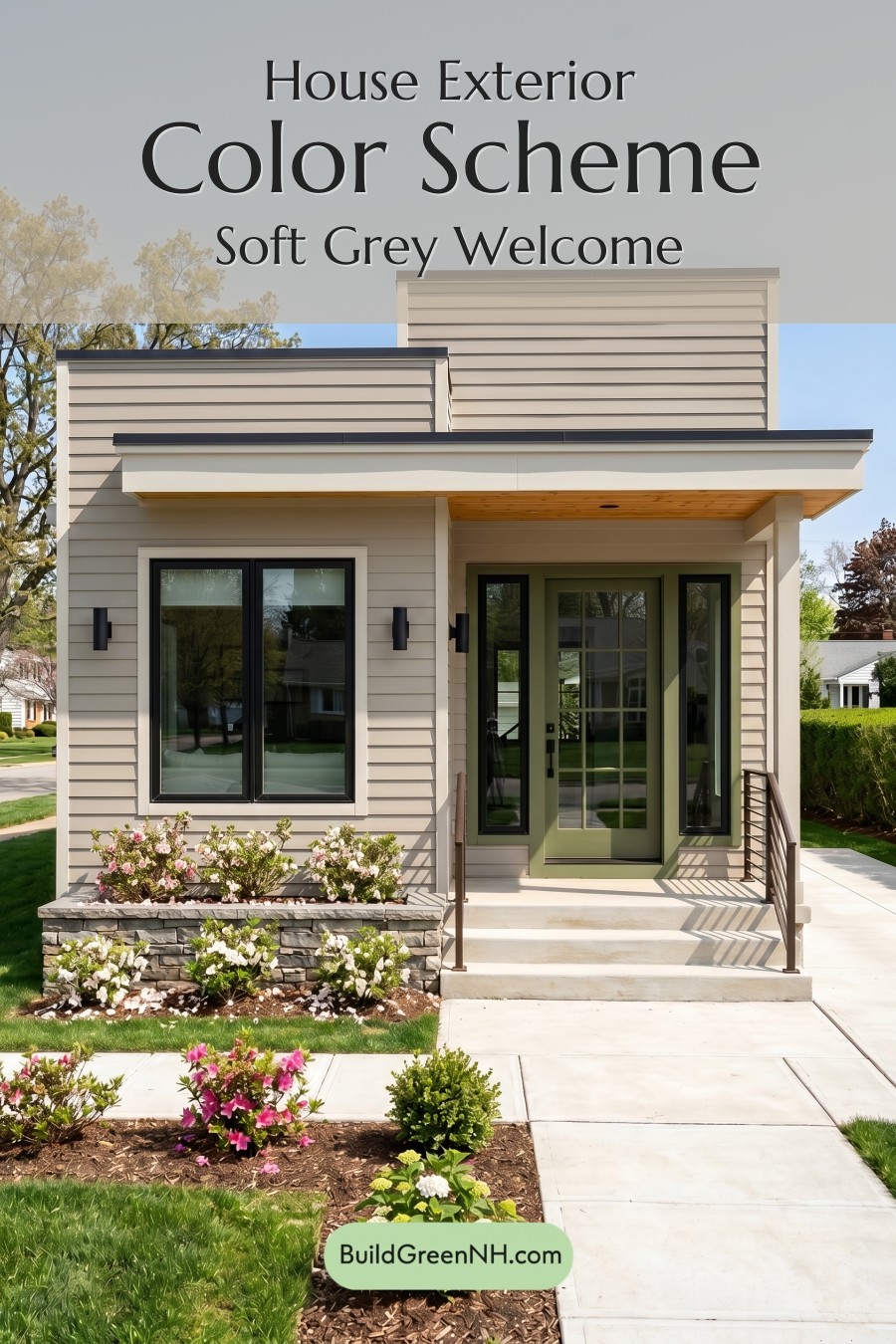 Small Modern Light Grey Exterior Color Scheme: Soft Grey Welcome