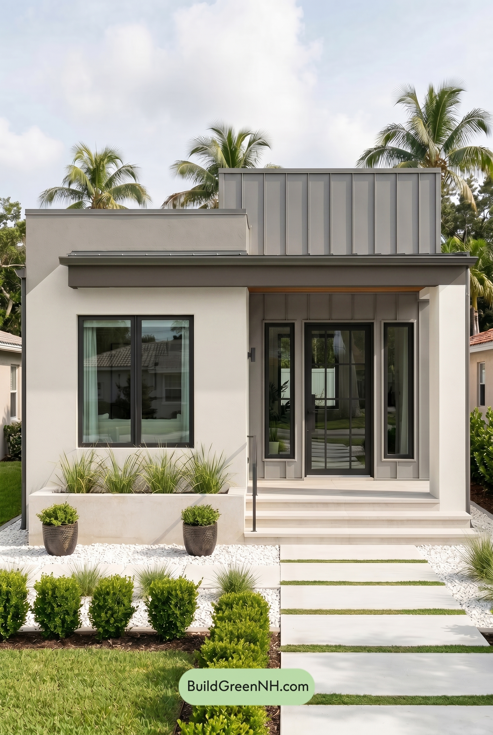 Small Modern Light Grey Exterior Color Scheme: Soft Urban Stillness