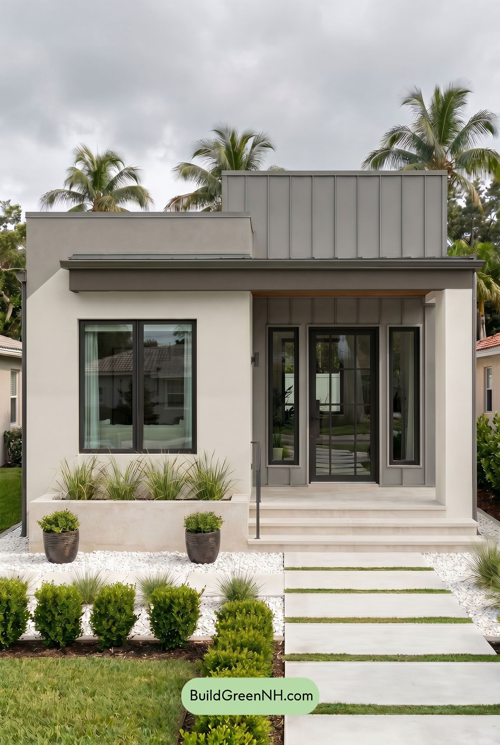 Small Modern Light Grey Exterior Color Scheme: Soft Urban Stillness - Overcast