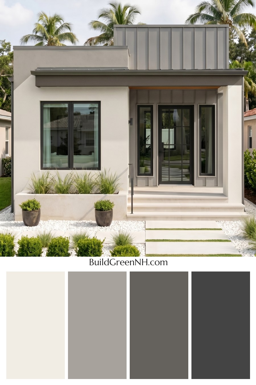 Small Modern Light Grey Exterior Color Scheme: Soft Urban Stillness