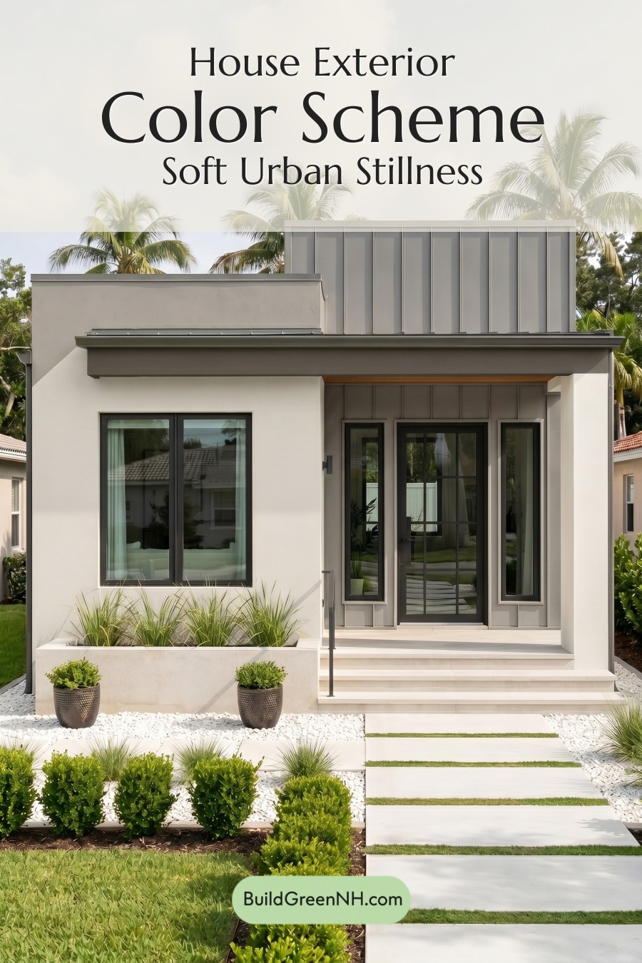 Small Modern Light Grey Exterior Color Scheme: Soft Urban Stillness
