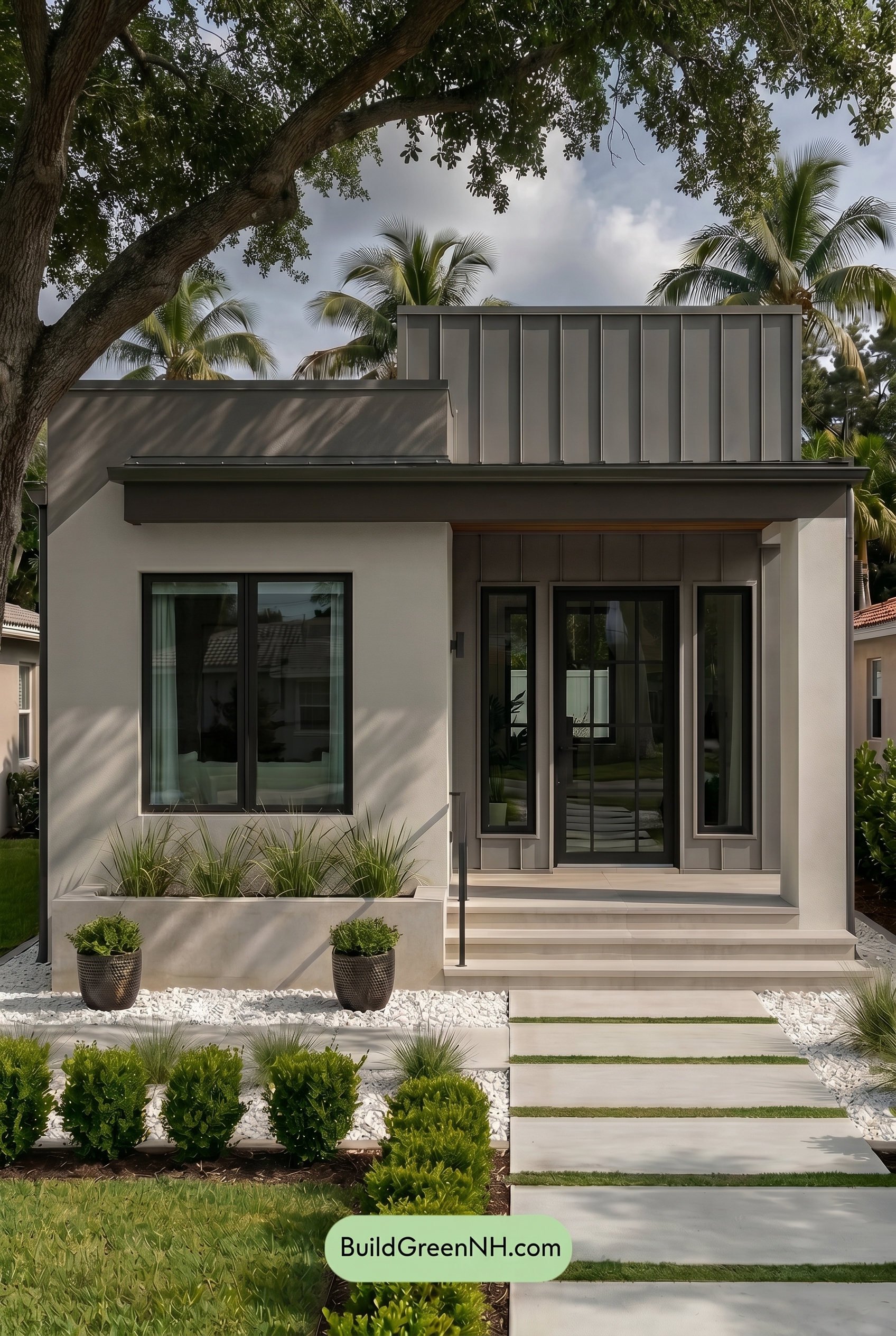 Small Modern Light Grey Exterior Color Scheme: Soft Urban Stillness - Shade