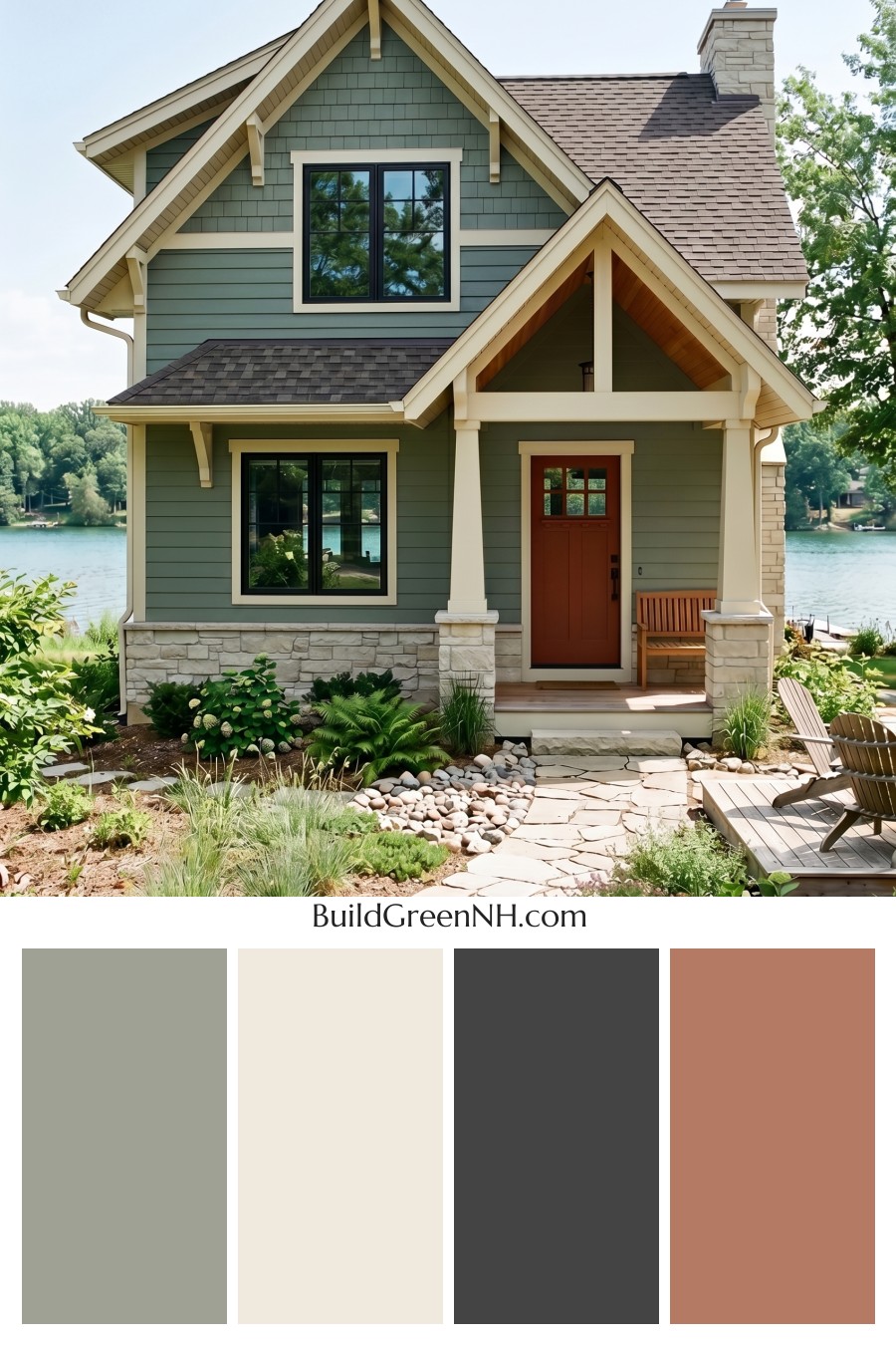 : Soft Green with Warm White and Burnt Red Welcome