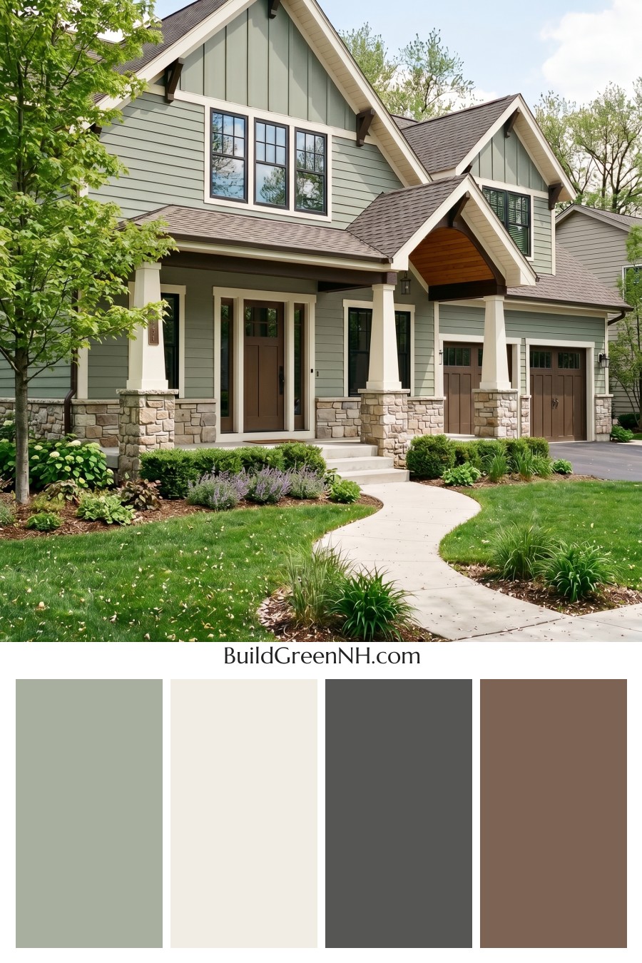 : Soft Sage Porchlight With Cream and Deep Brown