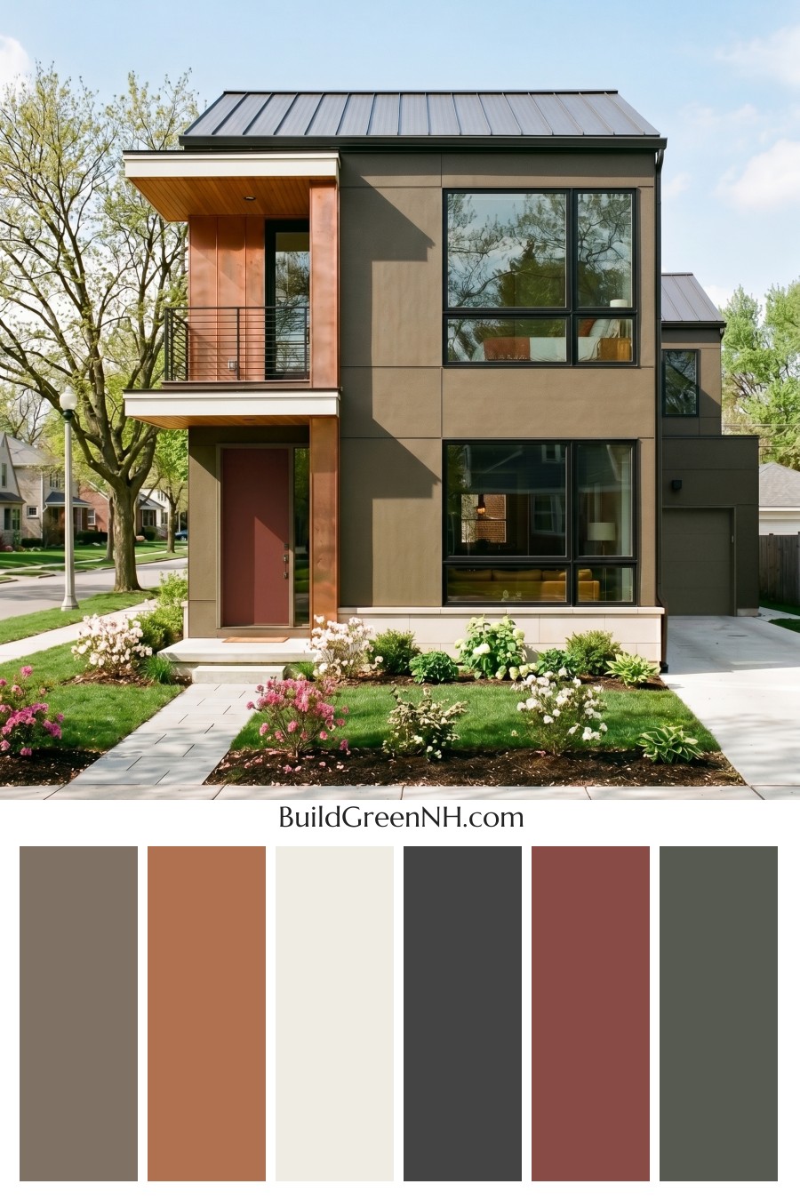 Taupe House Exterior Color Scheme: Bronze Cream Calm