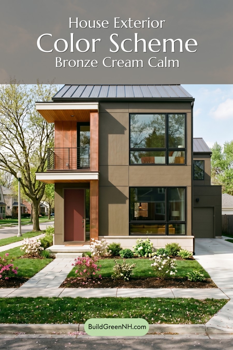 Taupe House Exterior Color Scheme: Bronze Cream Calm