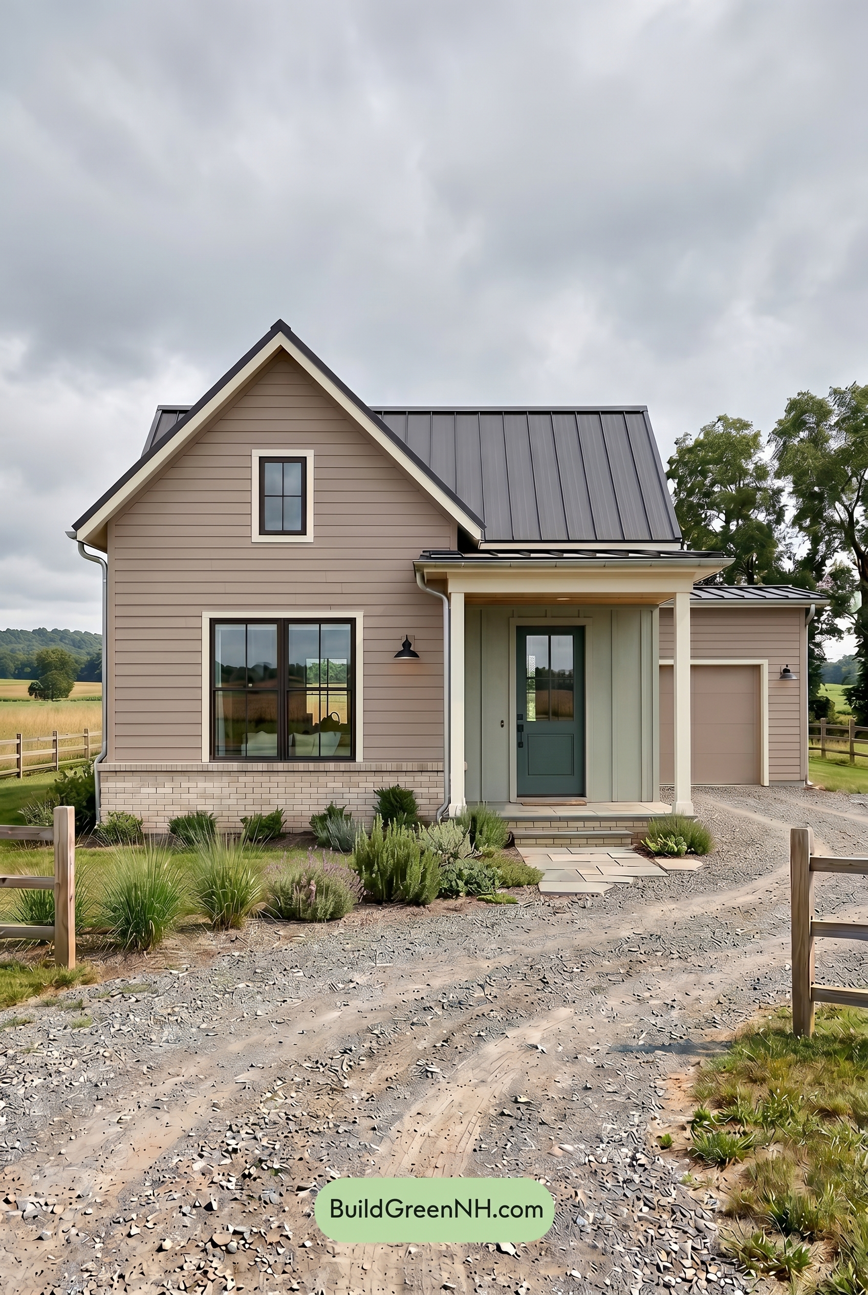 Taupe House Exterior Color Scheme: Clay Taupe Retreat - Overcast