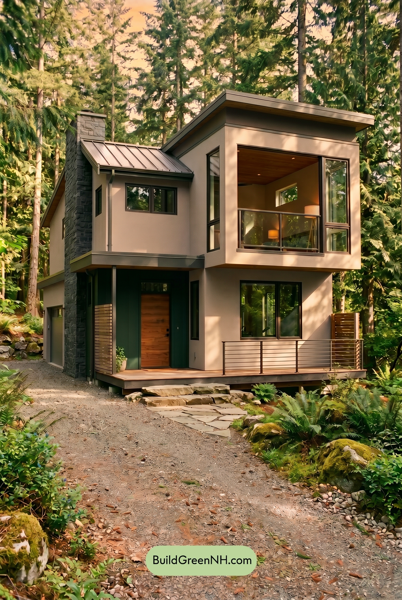 Taupe House Exterior Color Scheme: Cool Taupe Stillness - Golden Hour