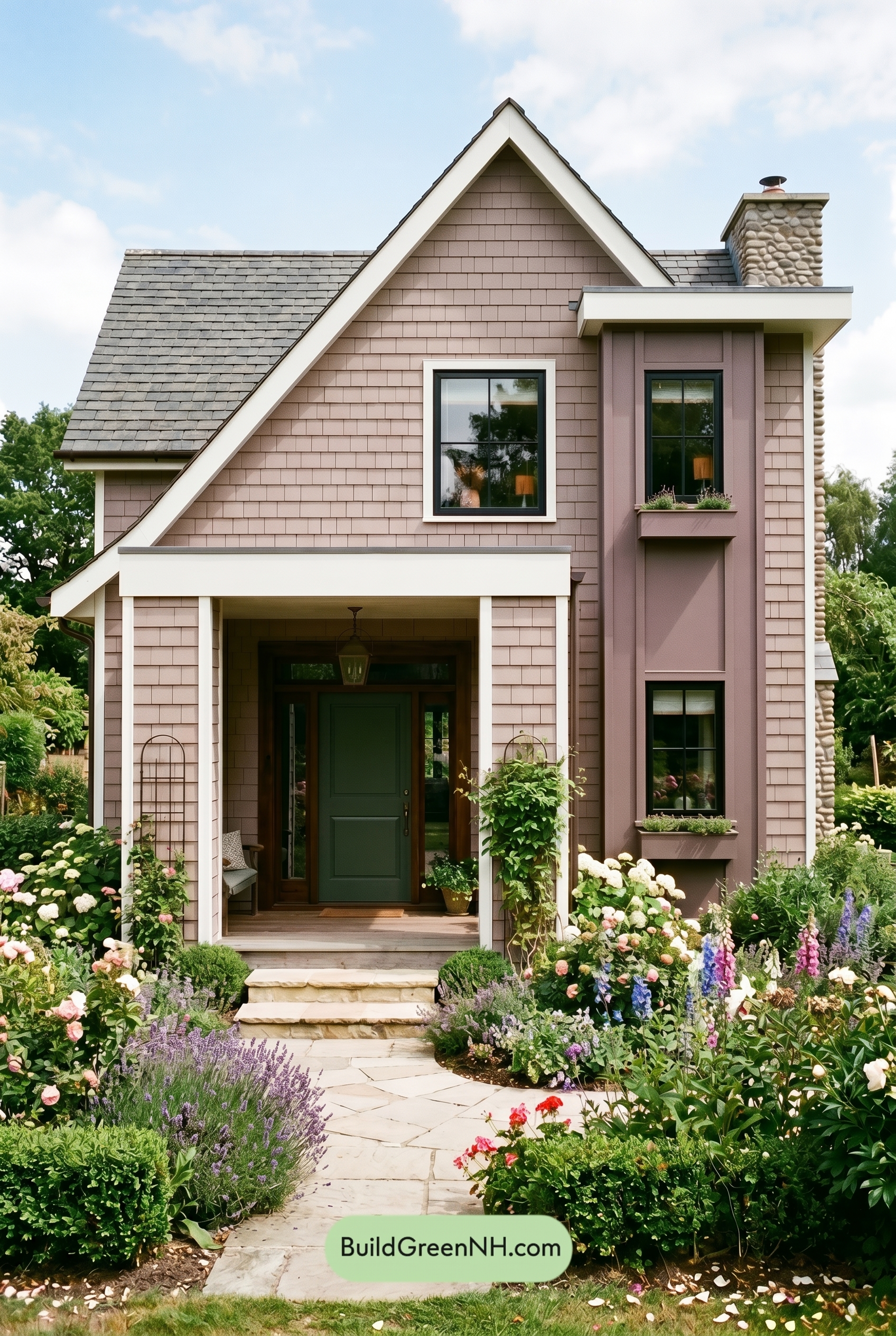 Taupe House Exterior Color Scheme: Rosy Taupe Garden