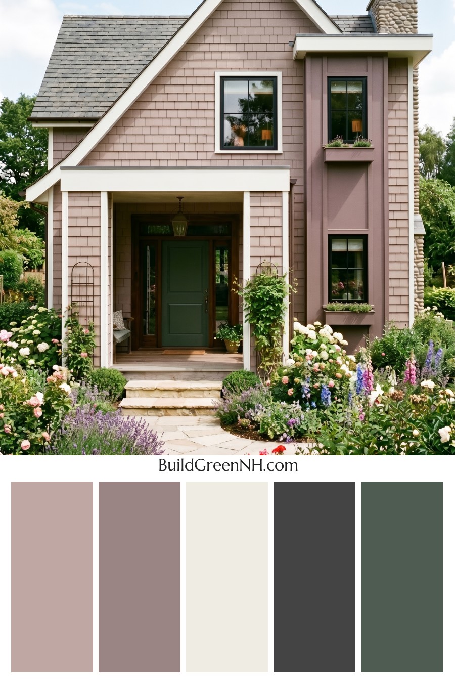 Taupe House Exterior Color Scheme: Rosy Taupe Garden