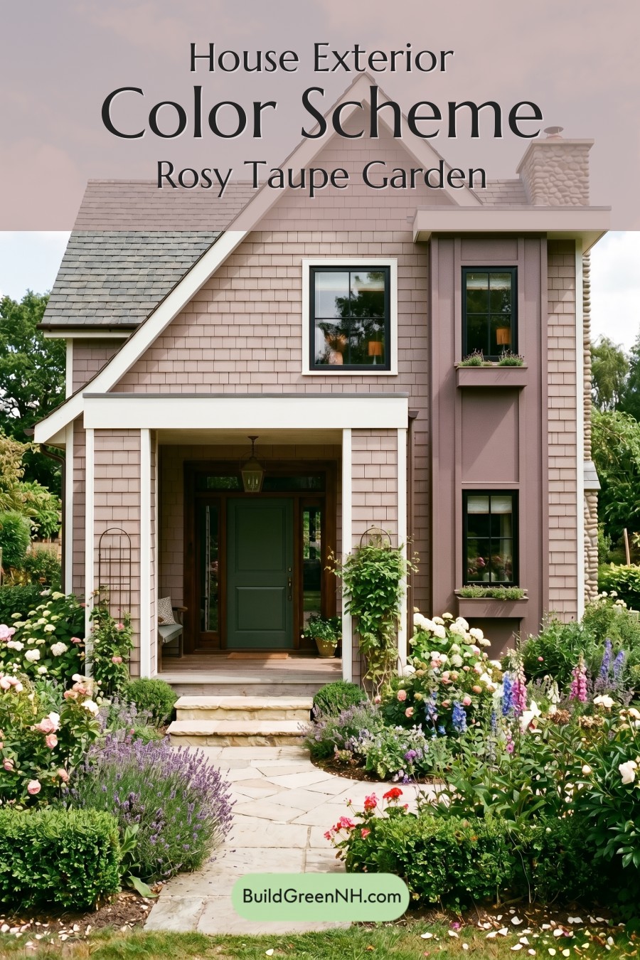 Taupe House Exterior Color Scheme: Rosy Taupe Garden