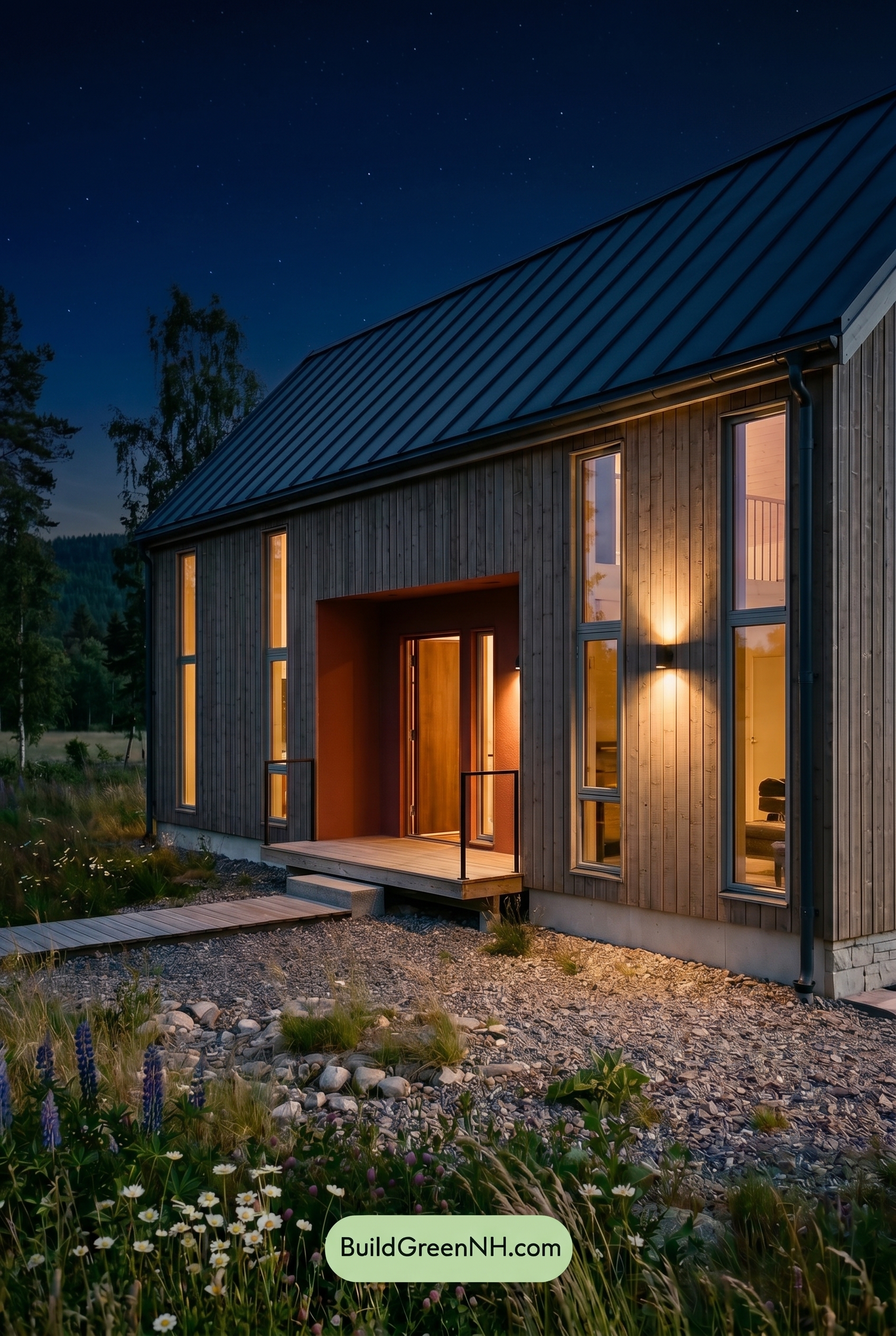 Taupe House Exterior Color Scheme: Soft Taupe Fields - Nighttime