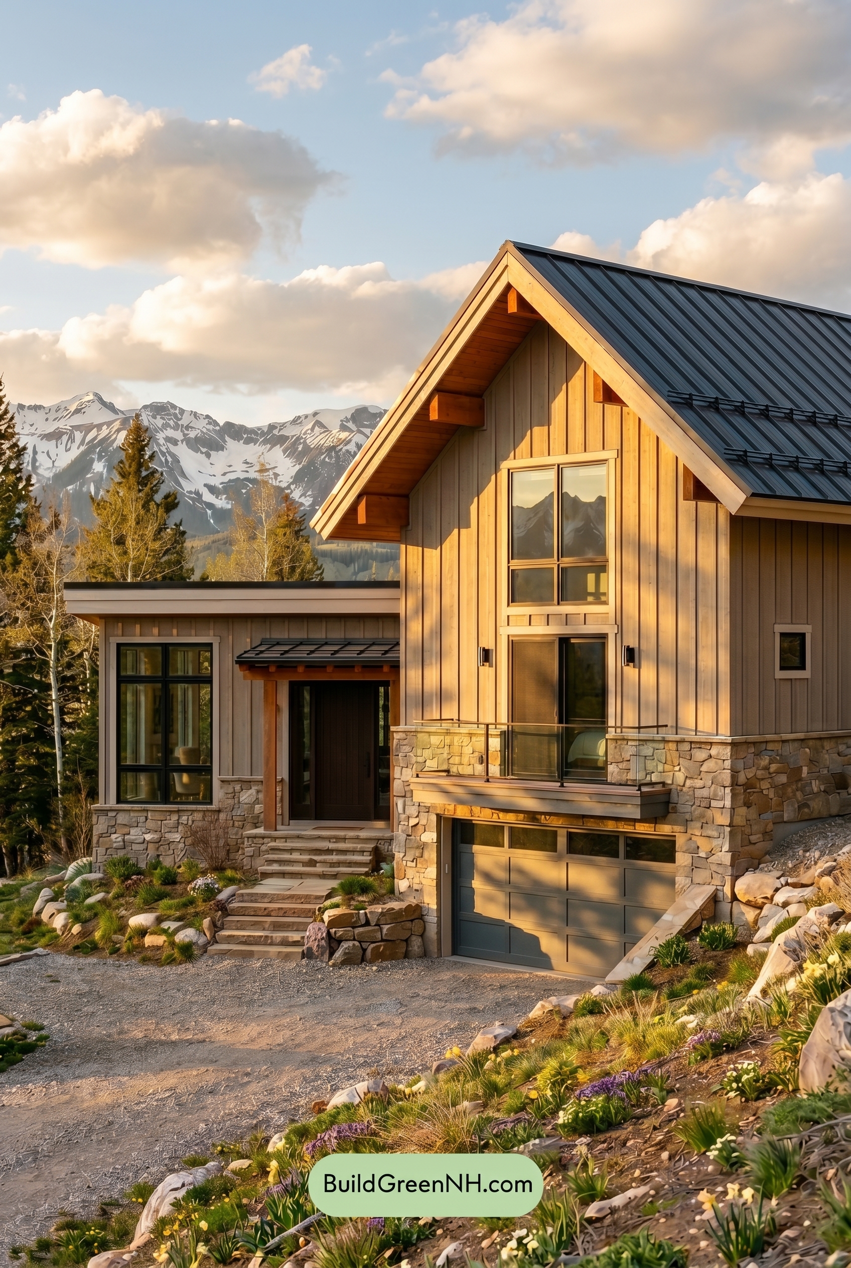 Taupe House Exterior Color Scheme: Stone Taupe Lift - Golden Hour