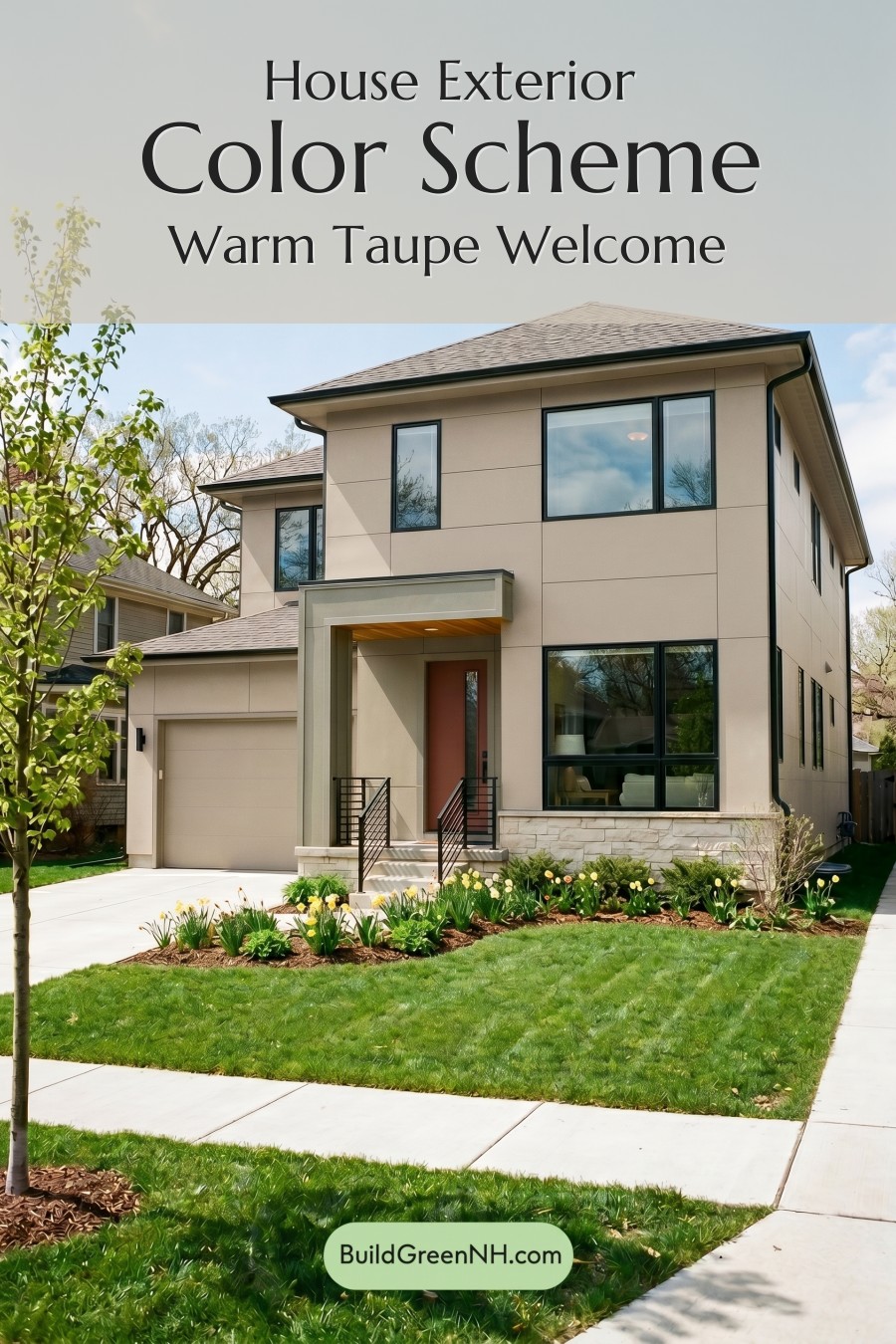 Taupe House Exterior Color Scheme: Warm Taupe Welcome