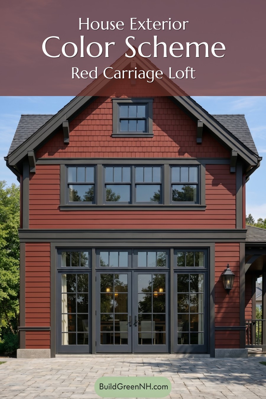 Traditional Red House Exterior Color Scheme: Red Carriage Loft