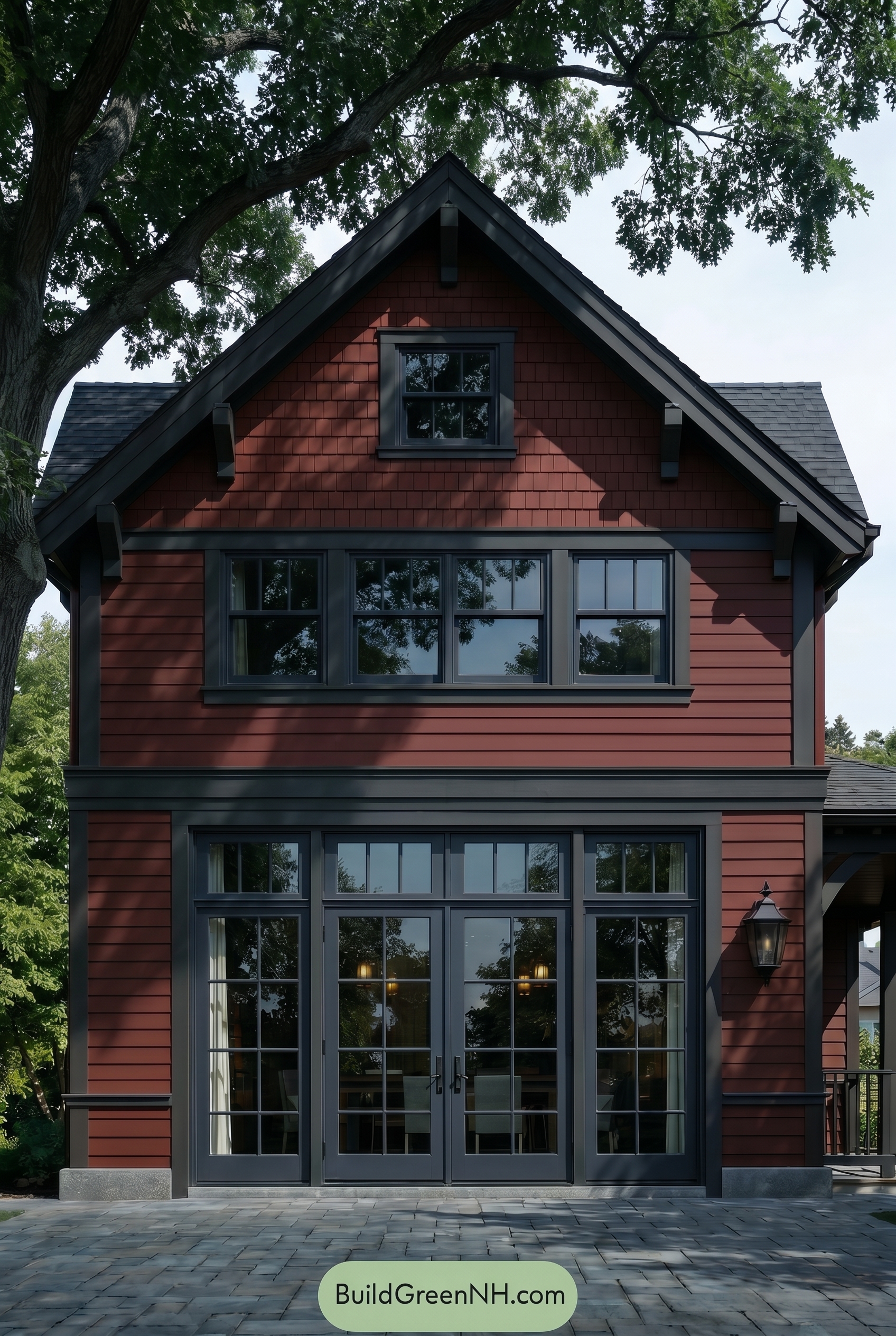 Traditional Red House Exterior Color Scheme: Red Carriage Loft - Shade