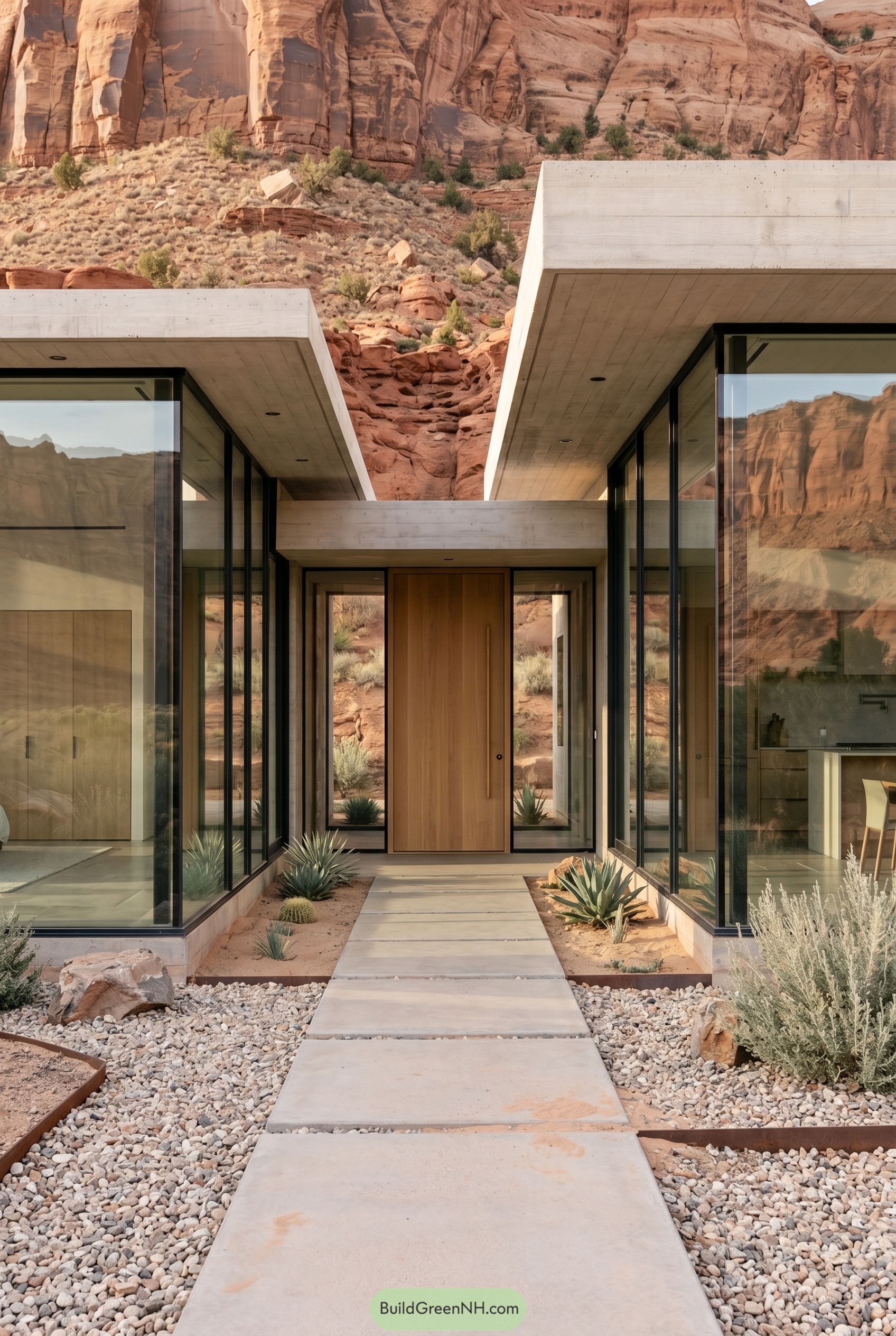 Concrete and glass desert home entry