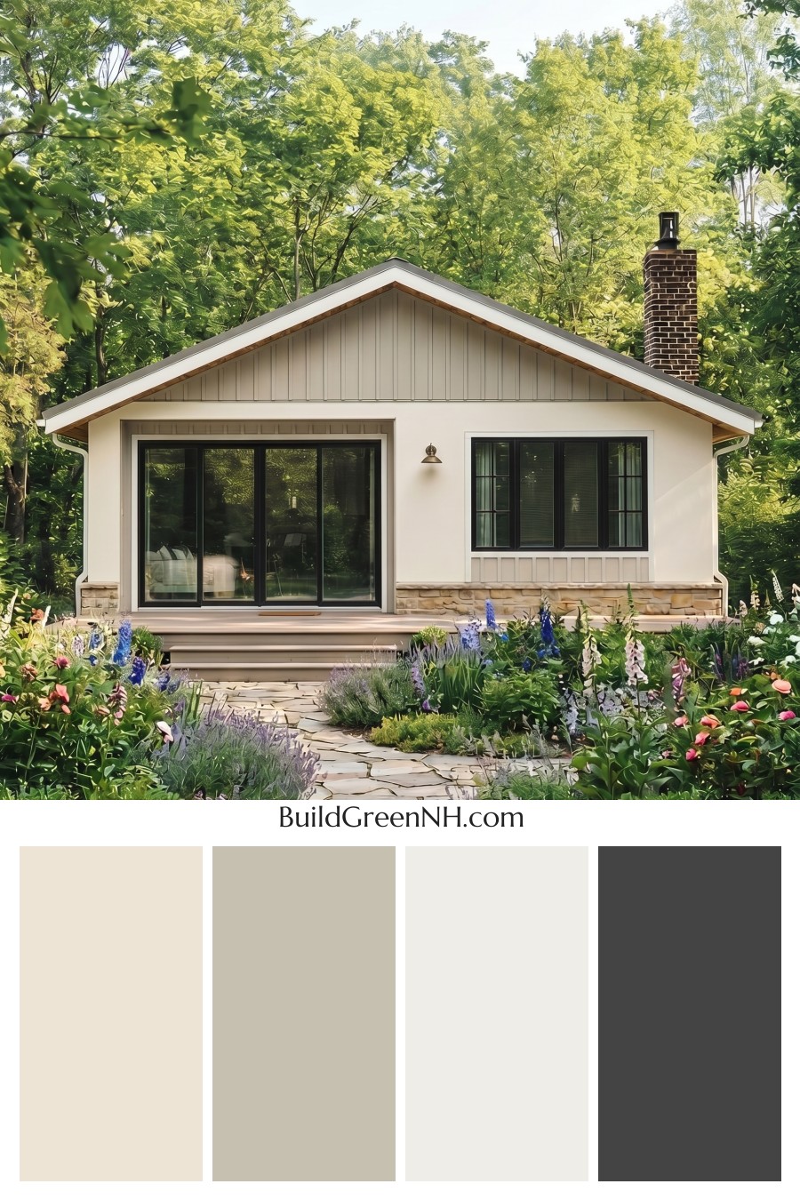 Warm White House Exterior Color Scheme: Cream Stone Glow