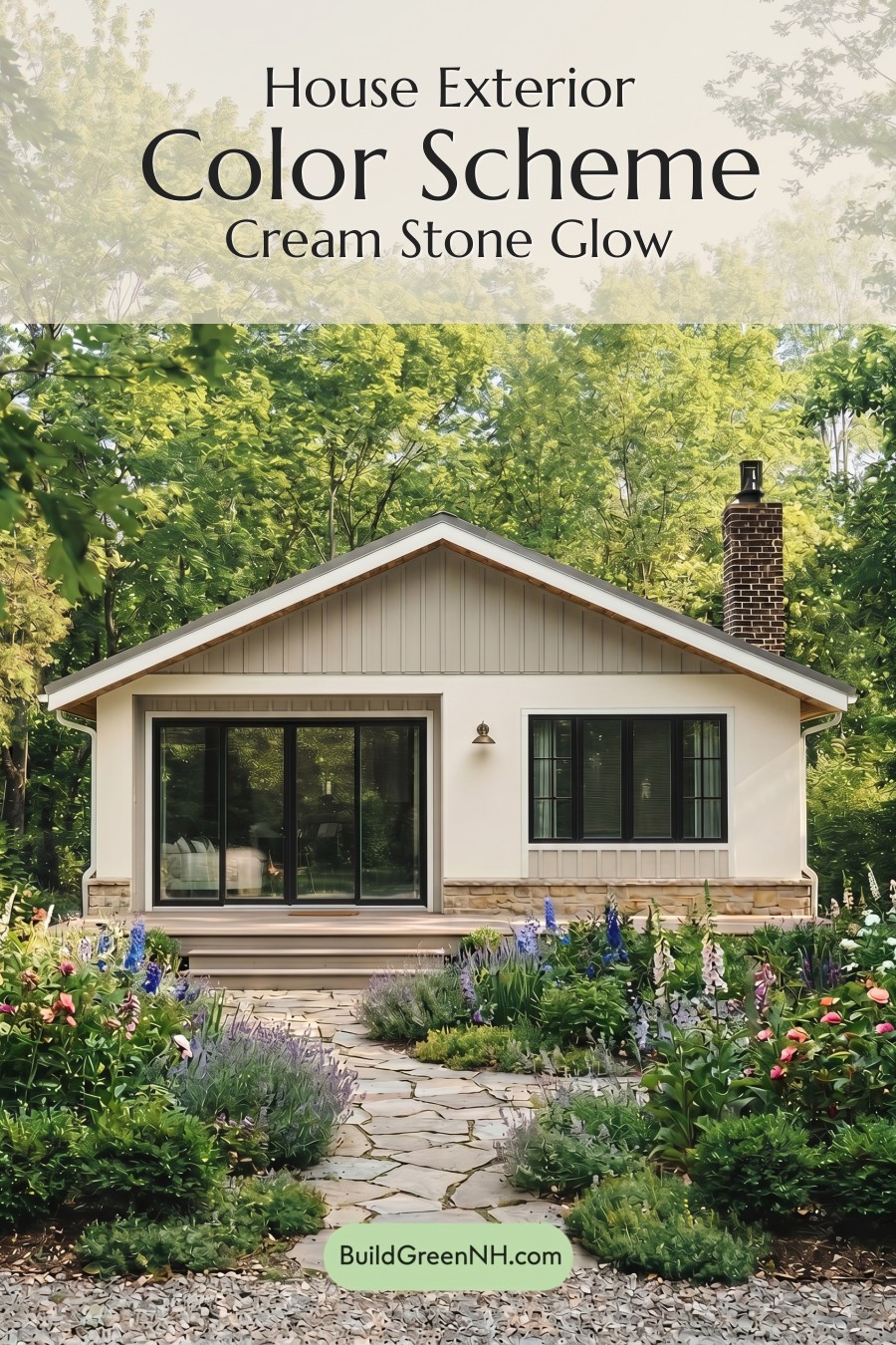 Warm White House Exterior Color Scheme: Cream Stone Glow