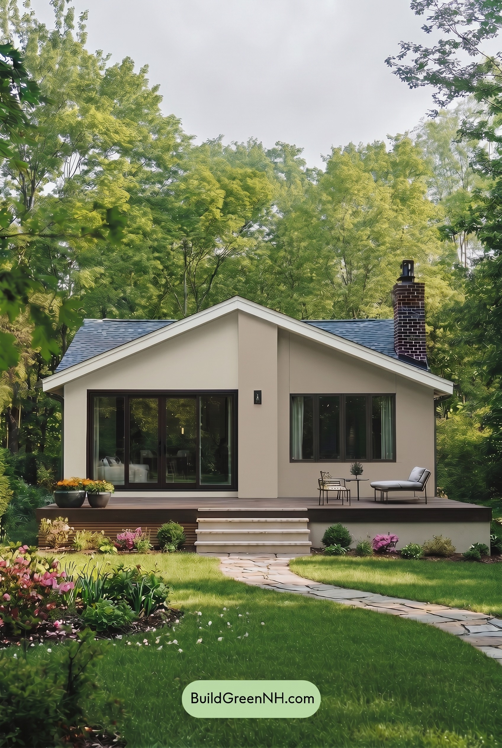 Warm White House Exterior Color Scheme: Pearl Taupe Haven - Overcast