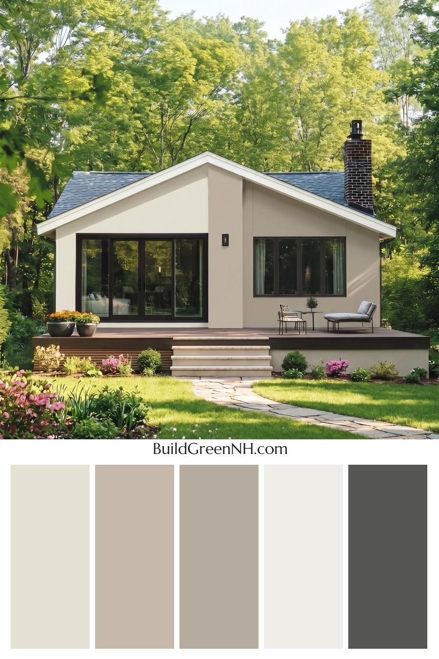 Warm White House Exterior Color Scheme: Pearl Taupe Haven