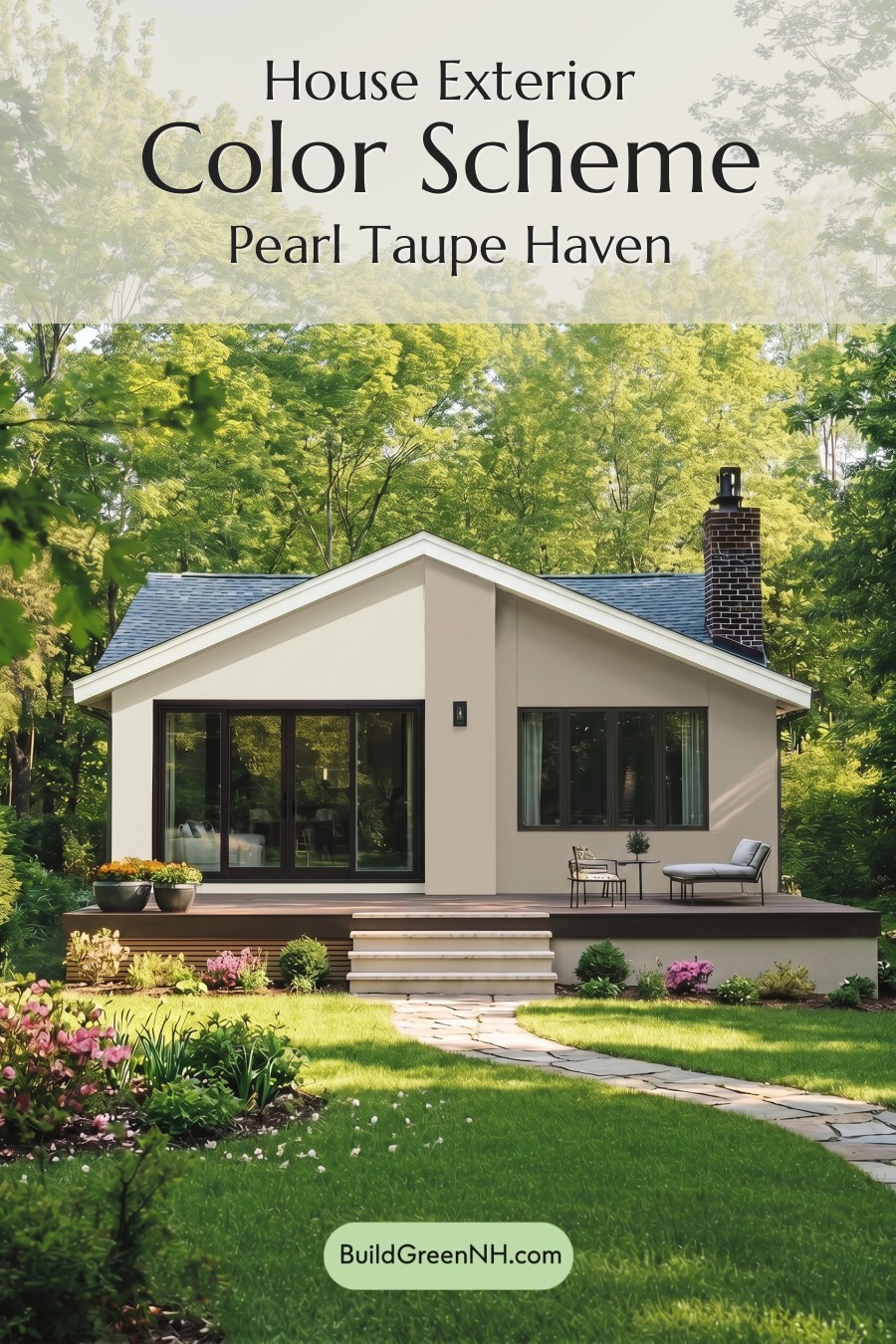 Warm White House Exterior Color Scheme: Pearl Taupe Haven