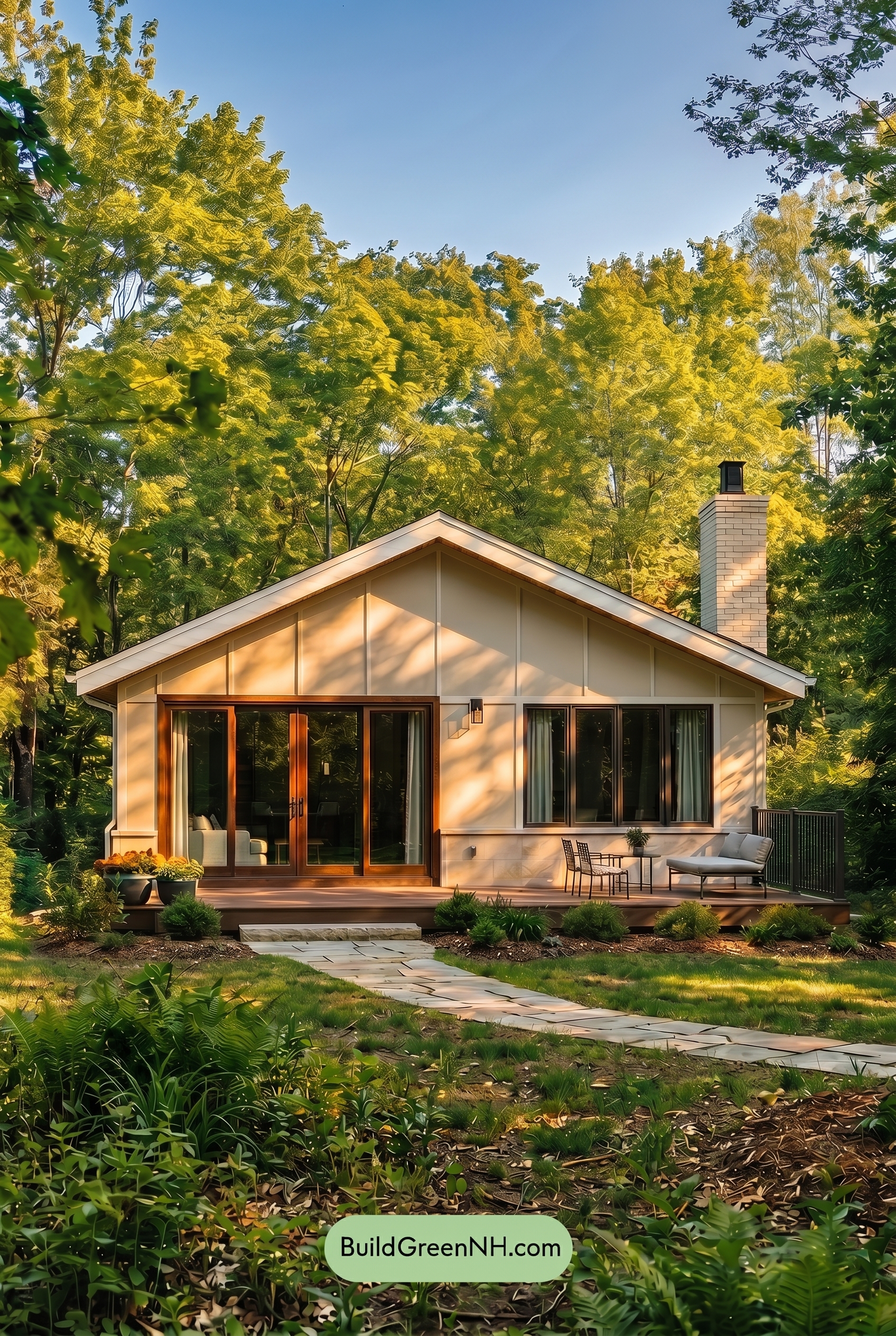 Warm White House Exterior Color Scheme: Soft Ivory Calm - Golden Hour