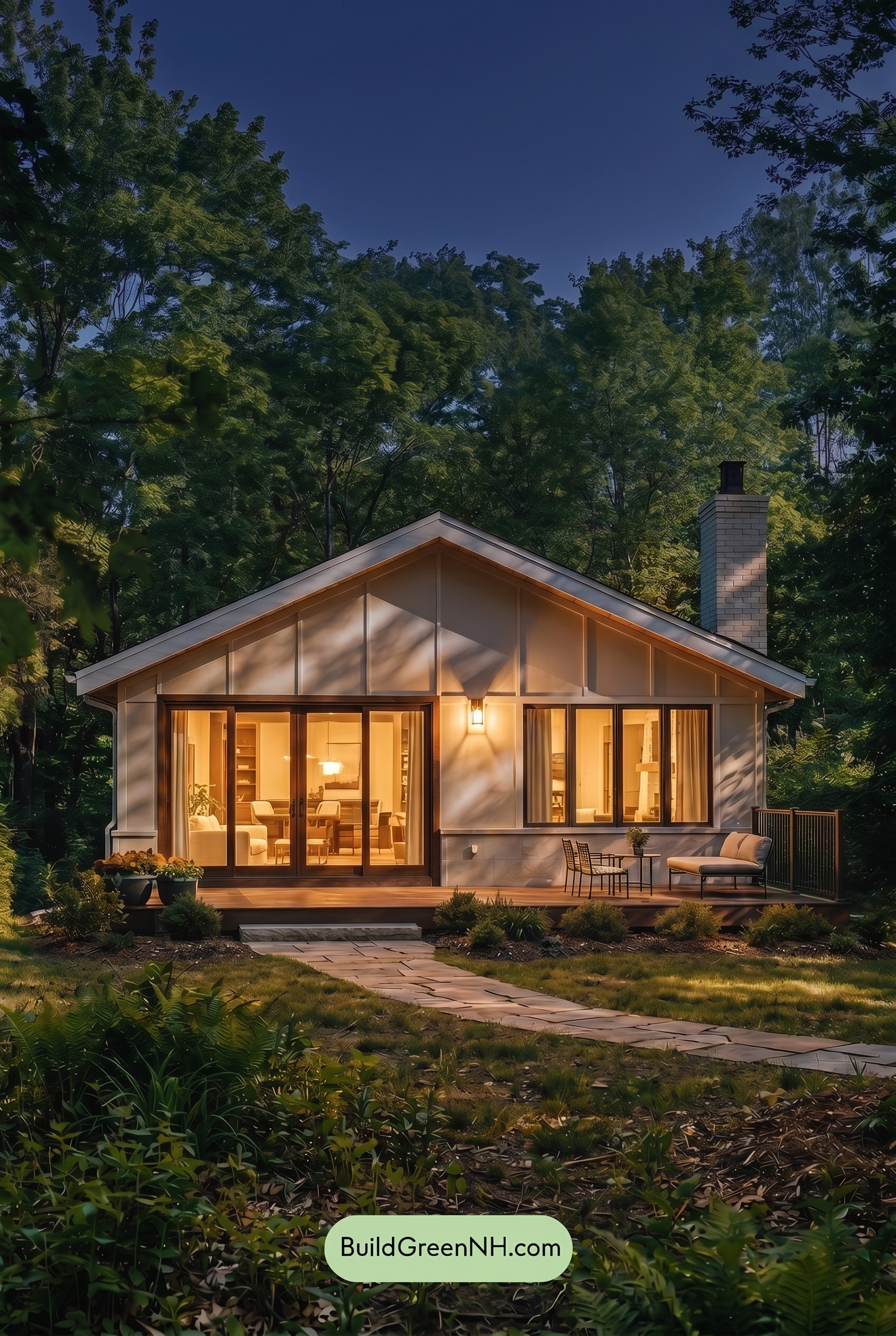Warm White House Exterior Color Scheme: Soft Ivory Calm - Nighttime