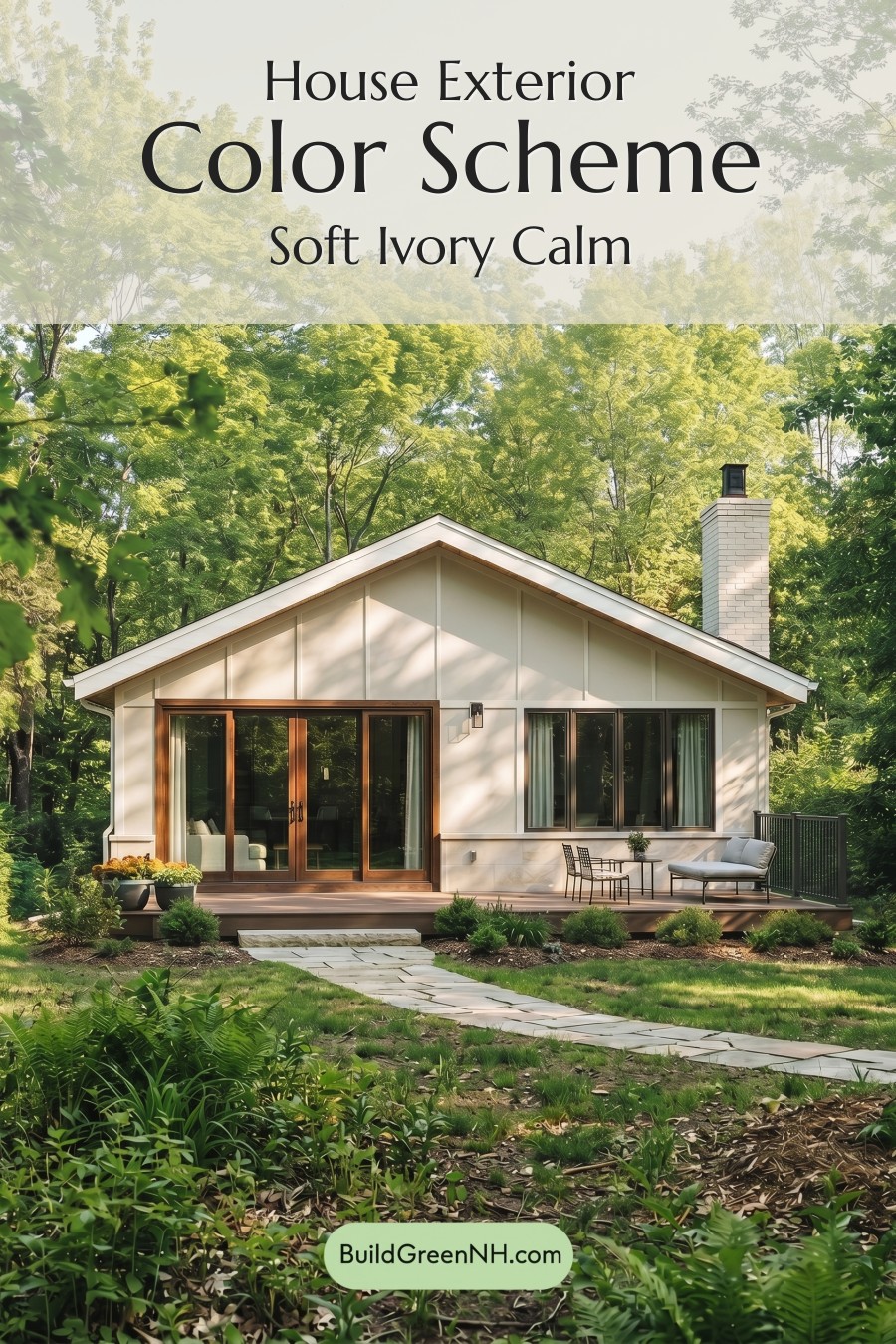 Warm White House Exterior Color Scheme: Soft Ivory Calm