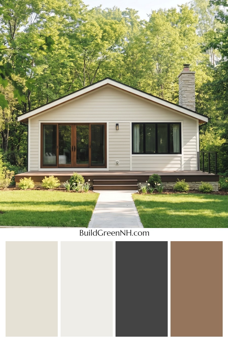 Warm White House Exterior Color Scheme: Soft Ivory Porch