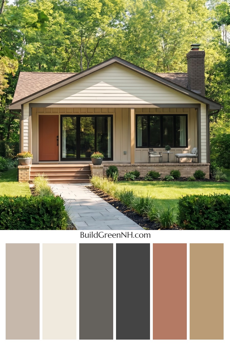 Warm White House Exterior Color Scheme: Vanilla Cedar Lines