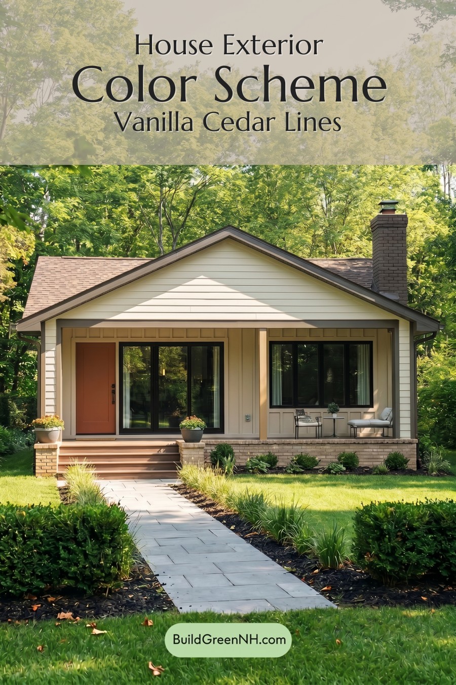 Warm White House Exterior Color Scheme: Vanilla Cedar Lines